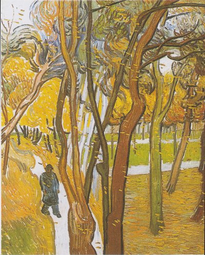 Passeggiatori nel parco con foglie cadenti da Vincent van Gogh